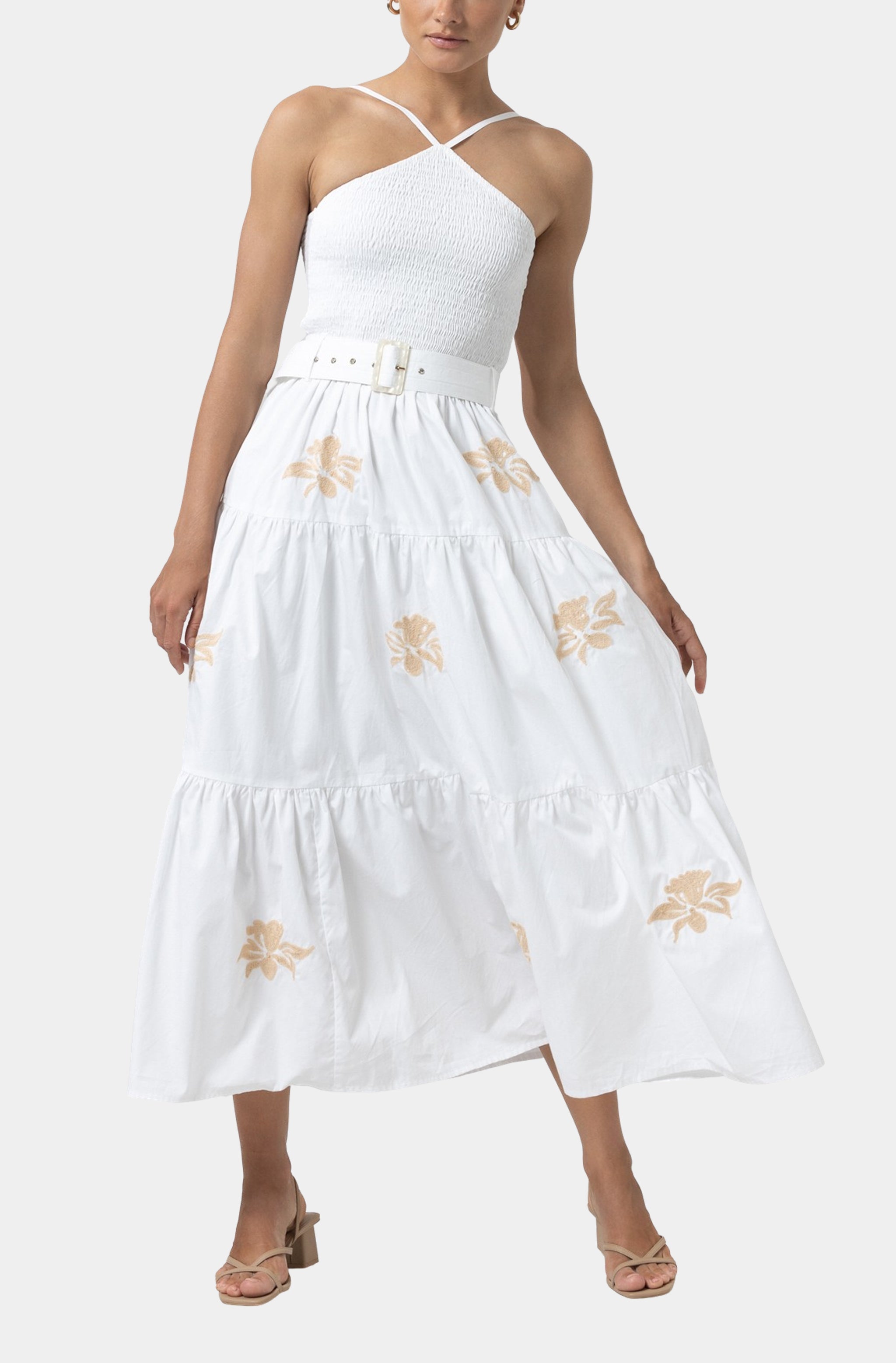 Arlen Embroidered Poplin Maxi Dress