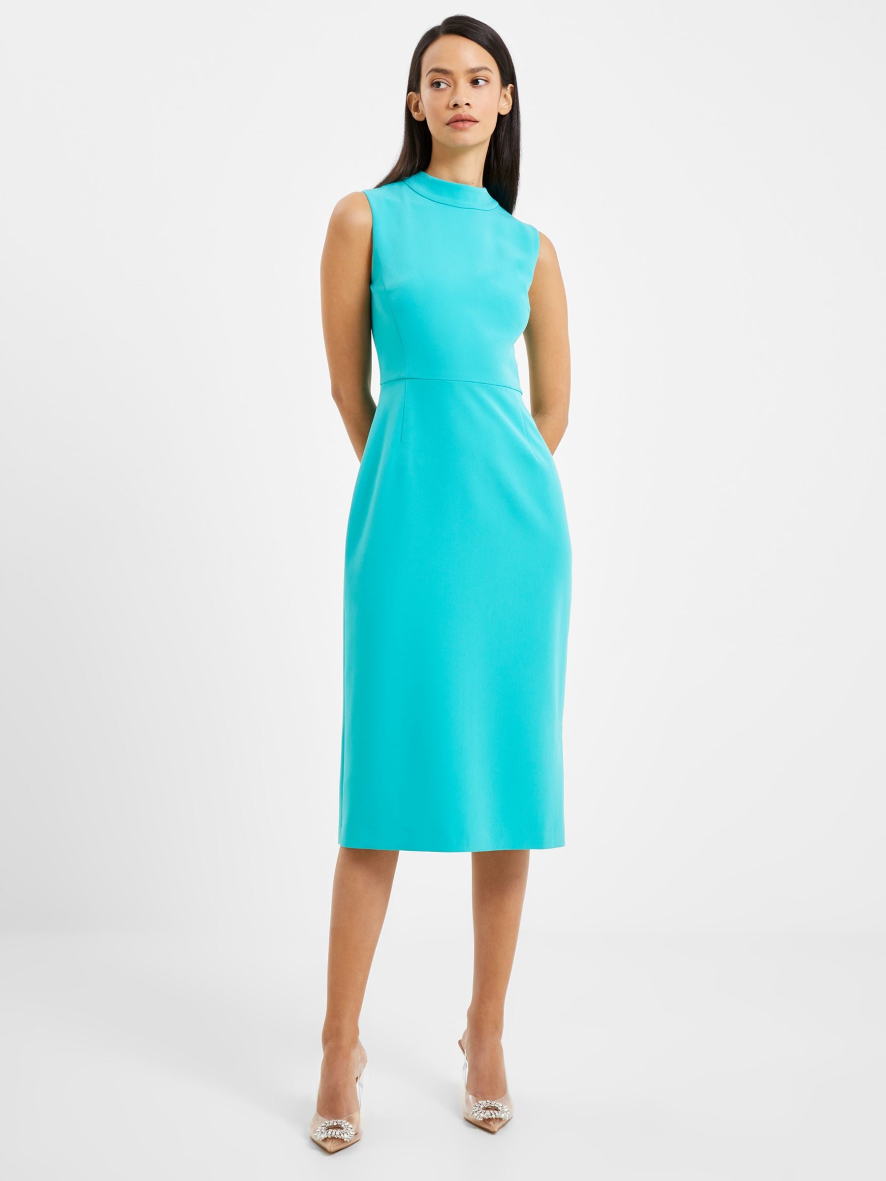 Echo Crepe Mock Neck Midi Dress
