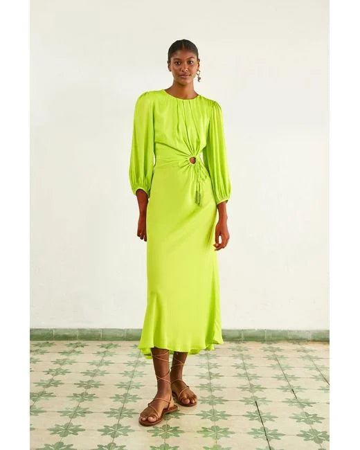 Lime Piping Midi Dress