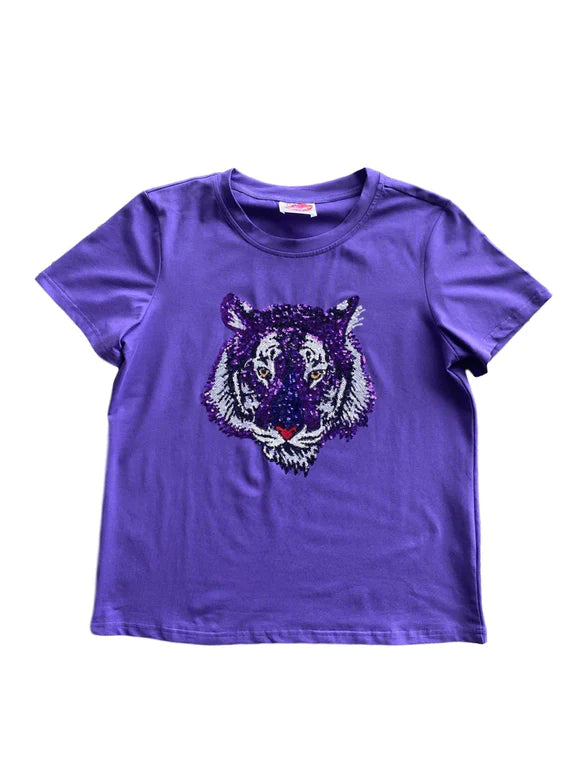 Tiger Head Tee Purple