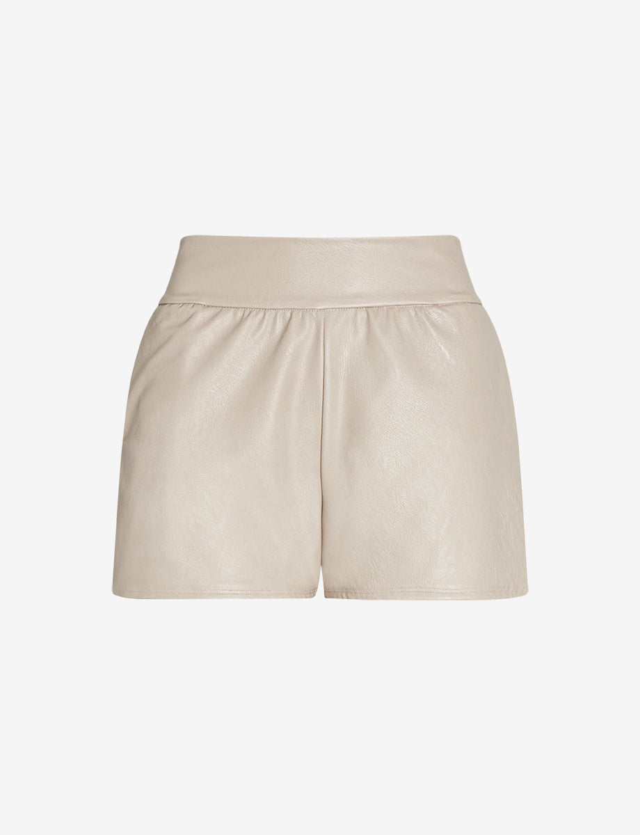Faux Leather Relaxed Short Sand