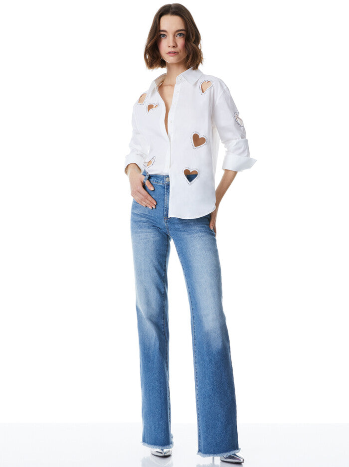 Finely Heart Embellished Button Down