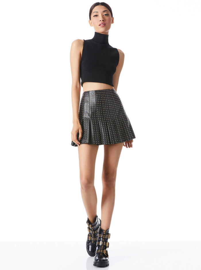 Carter Vegan Leather Studded Mini Skirt