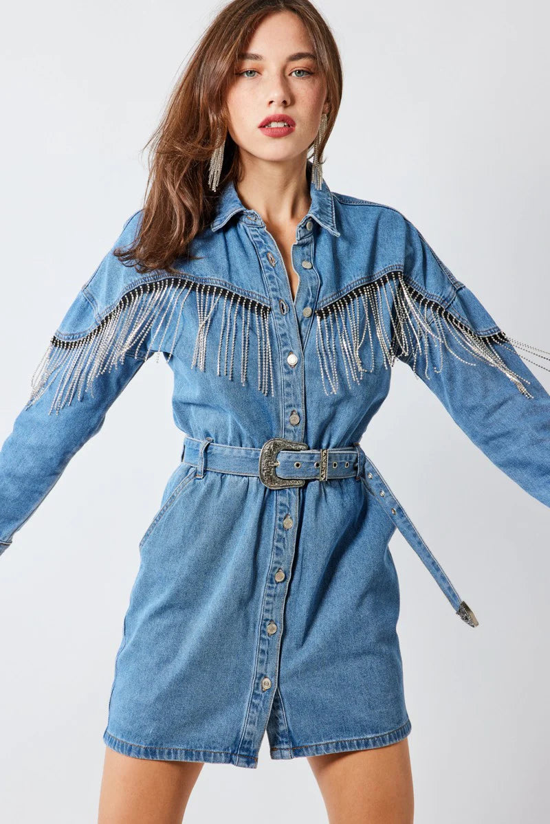 Fringe Denim Dress Fringe Denim Dress